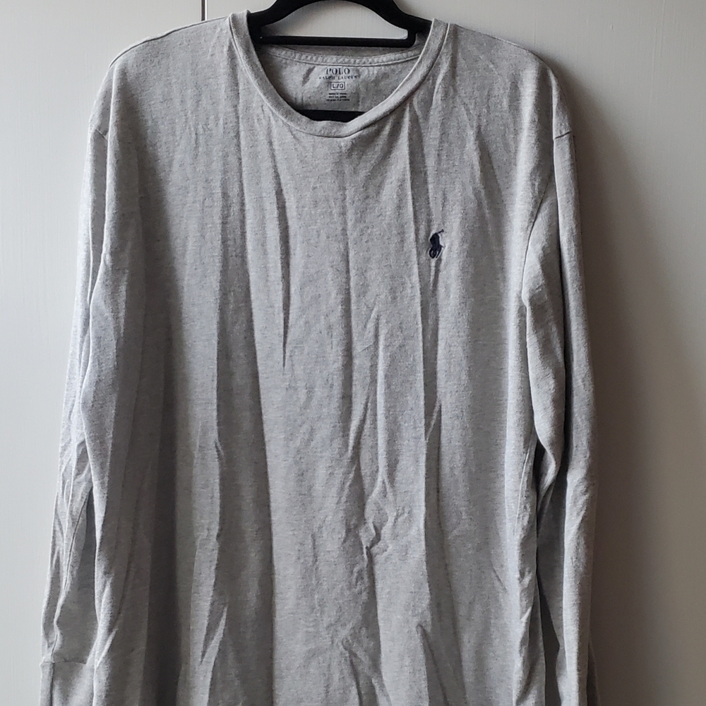 Polo by Ralph Lauren Gray Long Sleeve Tee, Large Men's Shirt
